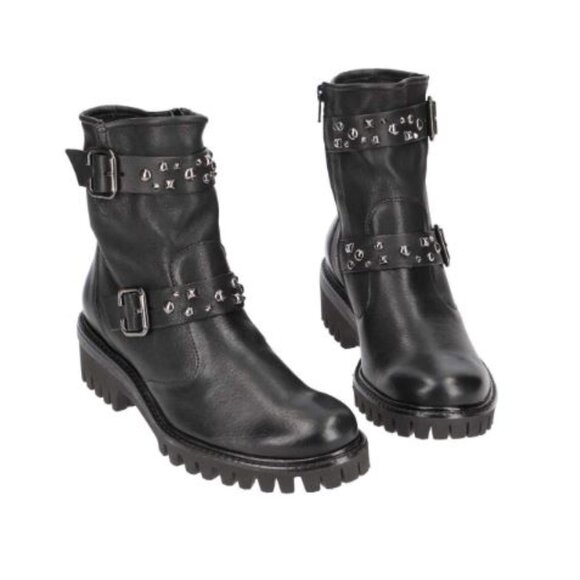 NIB Like New Paul Green Black Leather Stud Motorcycle Biker Boot Size 9 - Picture 1 of 10